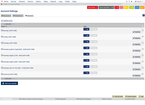 Schedules Settings