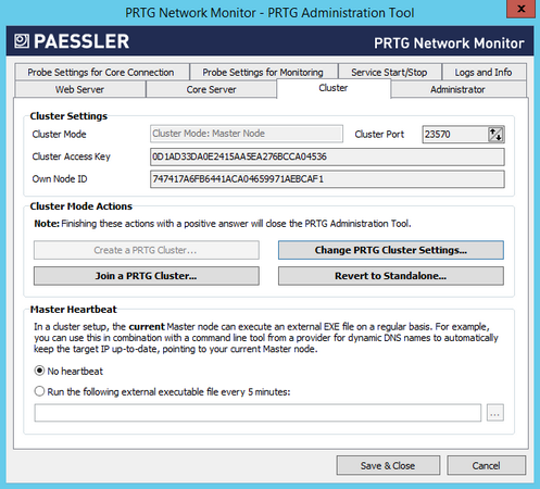 PRTG Administration Tool: Cluster