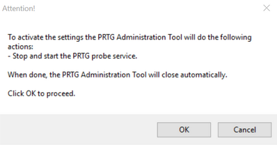 PRTG Administration Tool: Restart Services