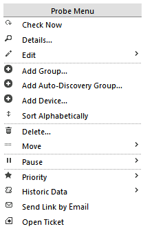 Probe Context Menu