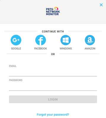 PRTG on Demand Login Screen