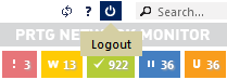 PRTG Main Menu: Logout Button